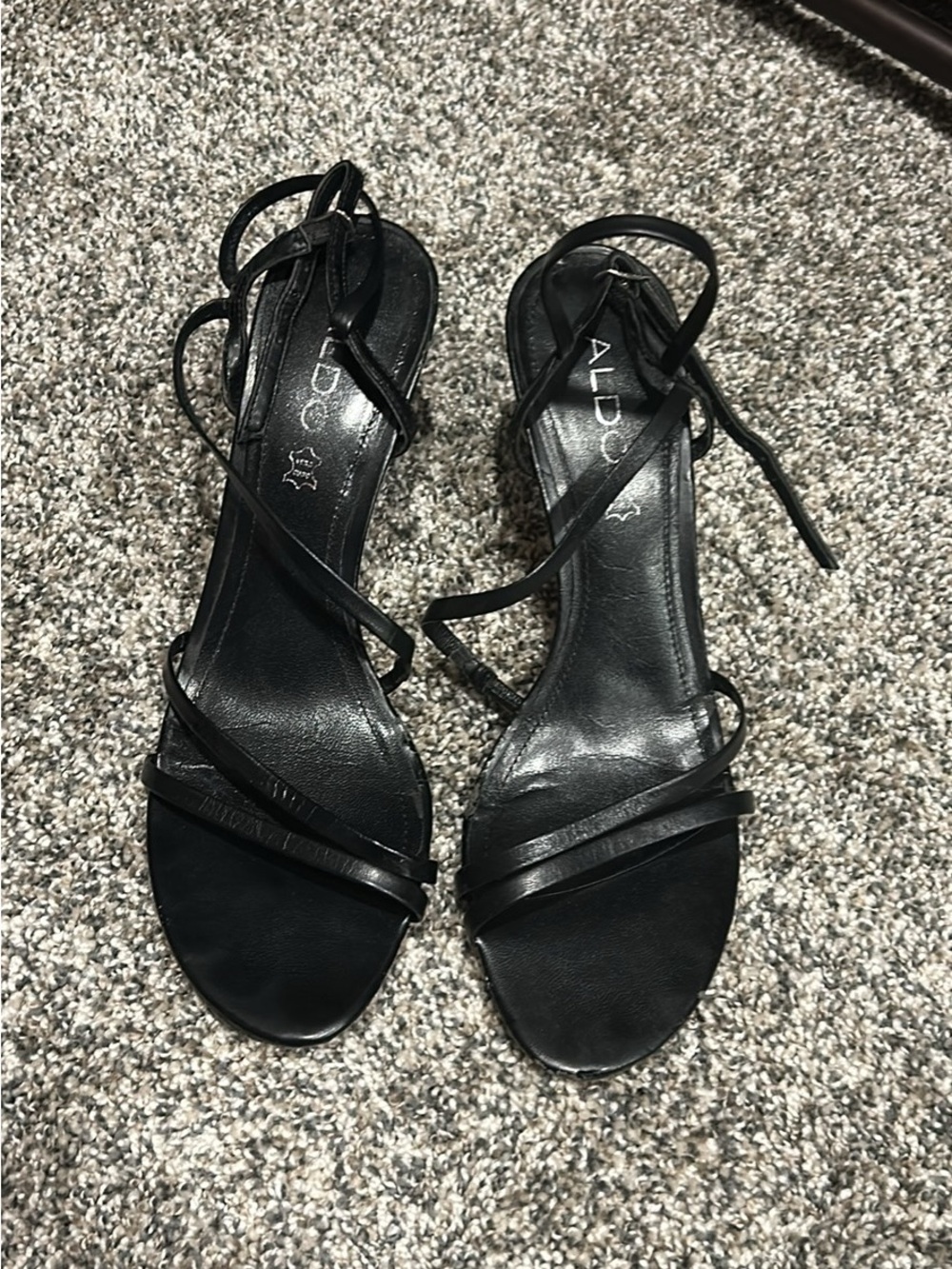 Aldo Black Strappy Wrap-Heel Sandals